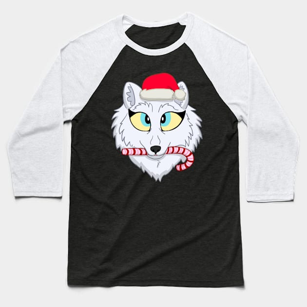 Snow Fox Baseball T-Shirt by Tesla Philipson